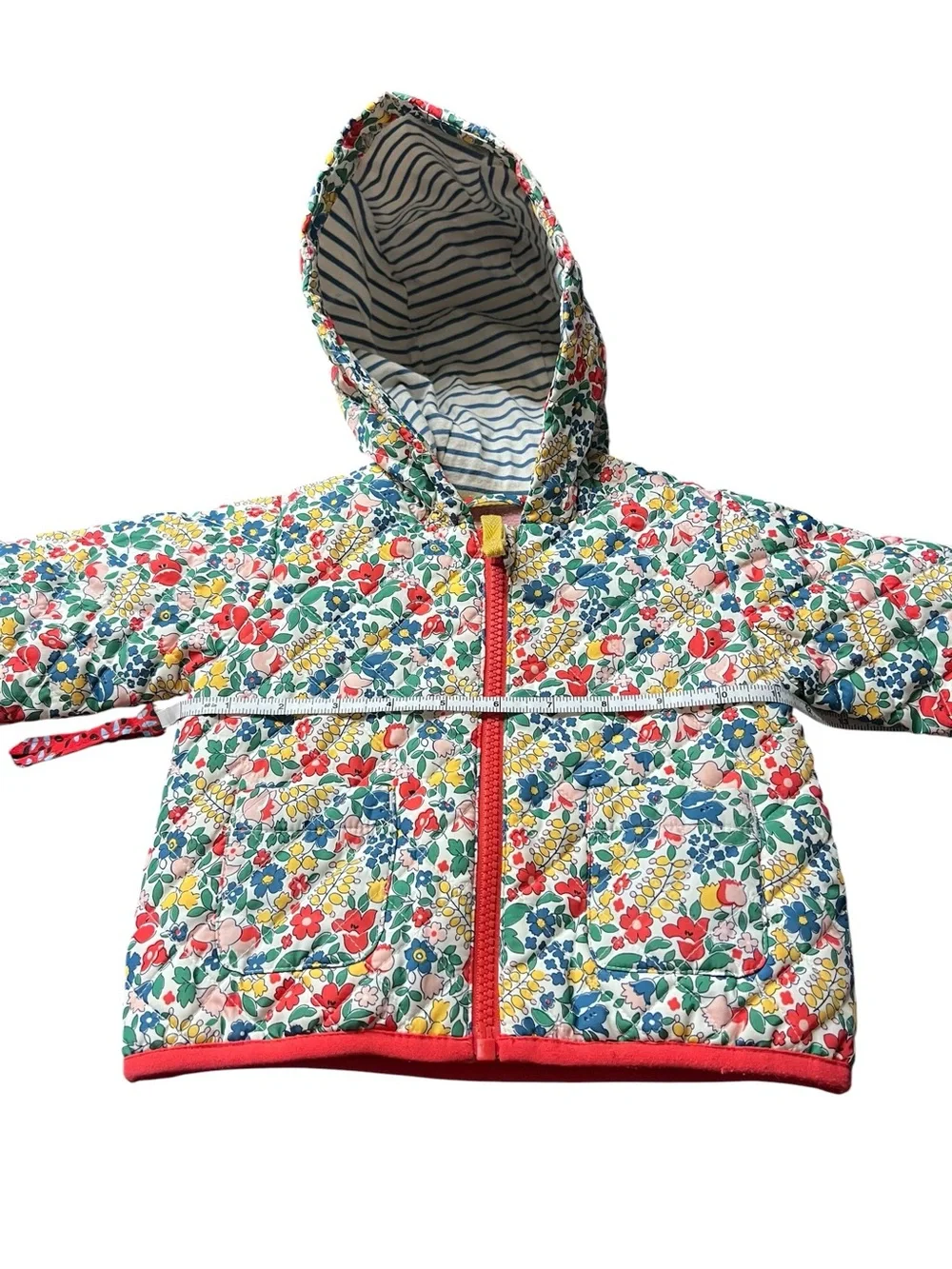 Baby Boden Floral Multi-Color Fleece-Lined Quilted Hooded Coat